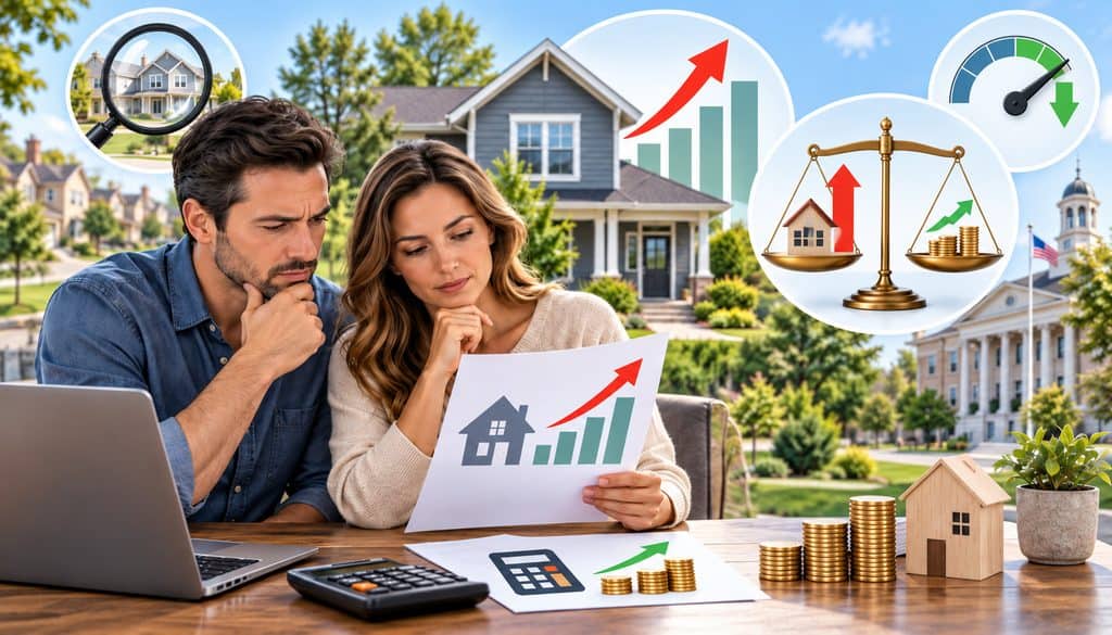 Homeowners comparing higher property assessment with tax increase